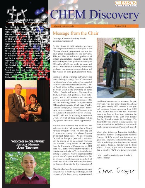 Chemistry Newsletter Spring 2010.indd - Clemson University