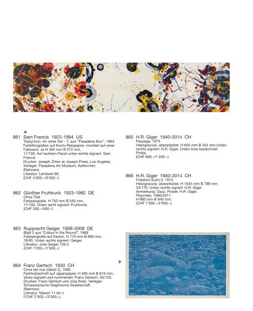 Kunst Auktion 28. - 30. November 2022, Germann Auktionshaus, Zürich