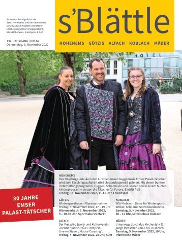 s'Blättle Nr. 44 - Do, 3. November 2022