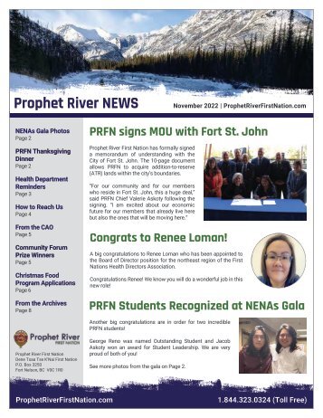 Prophet River First Nation News - November 2022