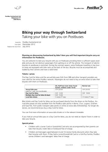 Biking your way through Switzerland Taking your bike ... - Postauto