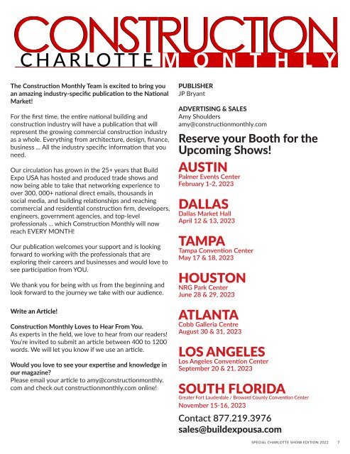 Construction Monthly Magazine | Charlotte 2022 Build Expo Show Edition