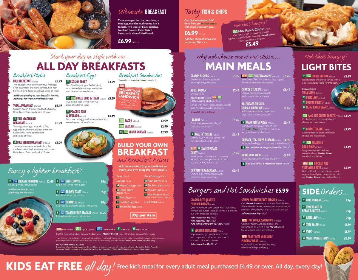 Morrisons cheap cafe menu
