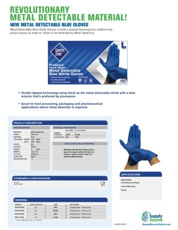 Metal Detectable Blue Nitrile Disposable Gloves (BLUMTLGL2211)