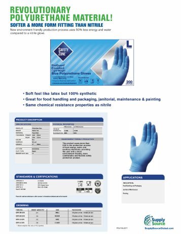 Light Weight Blue Polyurethane Disposable Glove (POLYGL2211)