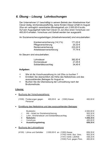 6. Übung – Lösung Lohnbuchungen