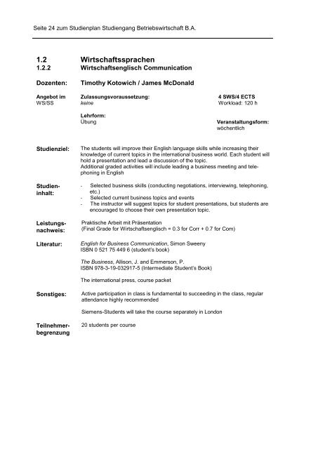 Studienplan Wintersemester 2012/2013 - Hochschule Ingolstadt