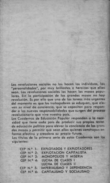 Monopolios y miseria- CEP 3 - Salvador Allende