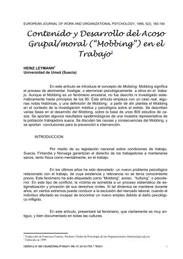 Contenido y Desarrollo del Acoso Grupal/moral (“Mobbing”) - ANAMIB