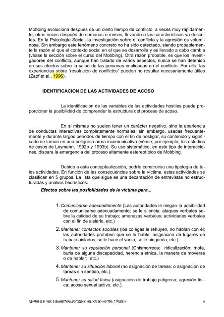 Contenido y Desarrollo del Acoso Grupal/moral (“Mobbing”) - ANAMIB