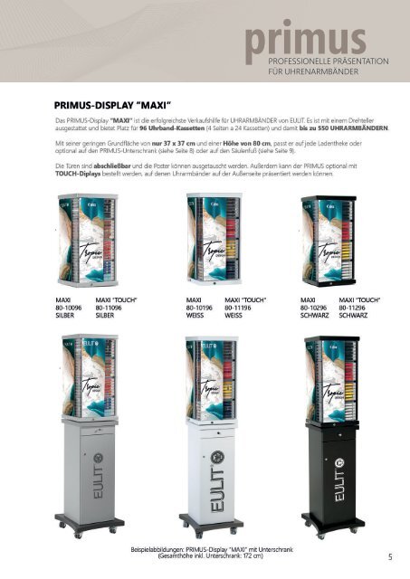 EULIT-Broschüre PRIMUS-Verkaufsdisplay für Uhrenarmbänder