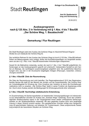 Ausbauprogramm nach § 125 Abs. 2 in Verbindung mit § 1 Abs. 4 ...