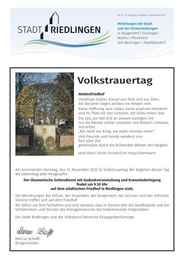 Amtliches Mitteilungsblatt Riedlingen 09.11.2022