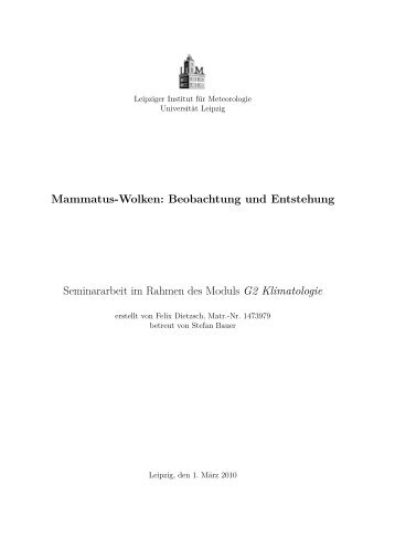 Mammatus-Wolken: Beobachtung und Entstehung Seminararbeit im ...