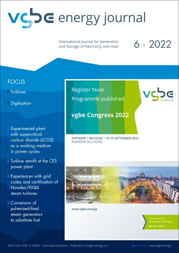 vgbe energy journal 6 (2022) - International Journal for Generation and Storage of Electricity and Heat