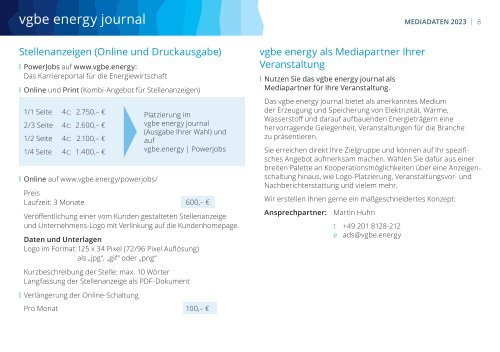 vgbe energy journal - Mediadaten 2023 / Media Information 2023 | Themenplanung / Topics