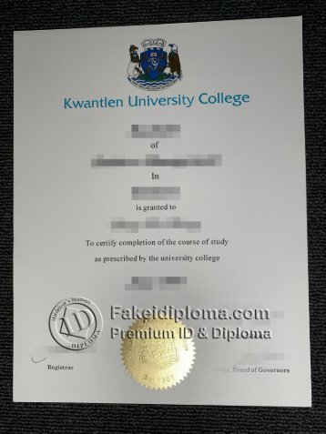 Kwantlen University College degree certificate