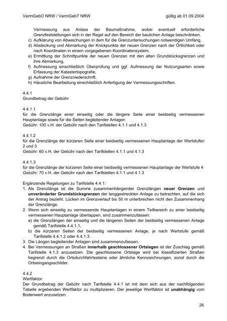Vermessungsgebührenordnung - VermGebO NRW