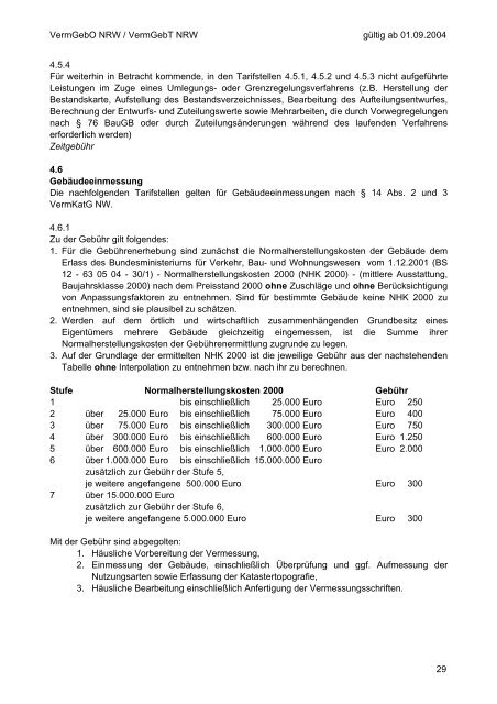 Vermessungsgebührenordnung - VermGebO NRW