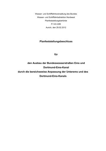 PDF-Datei, 16.5 MByte - Wasser- und Schifffahrtsdirektion Nordwest