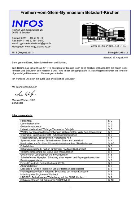 Freiherr-vom-Stein-Gymnasium Betzdorf-Kirchen INFOS