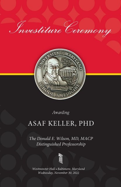 Asaf Keller, PhD Investiture Ceremony Program
