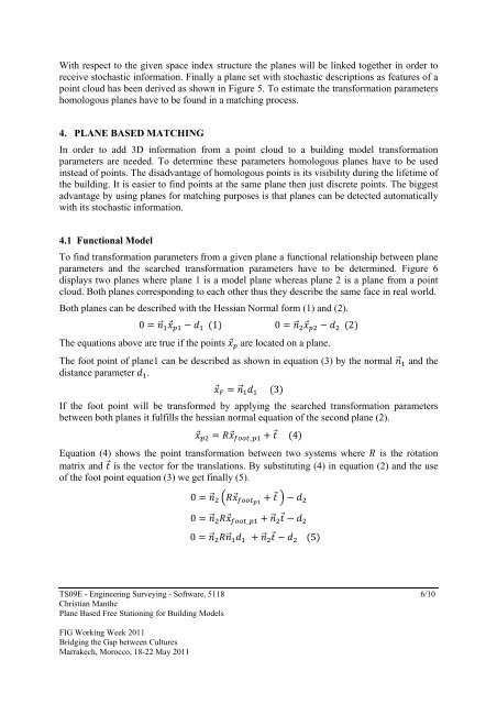 Plane Based Free Stationing for Building Models - FIG