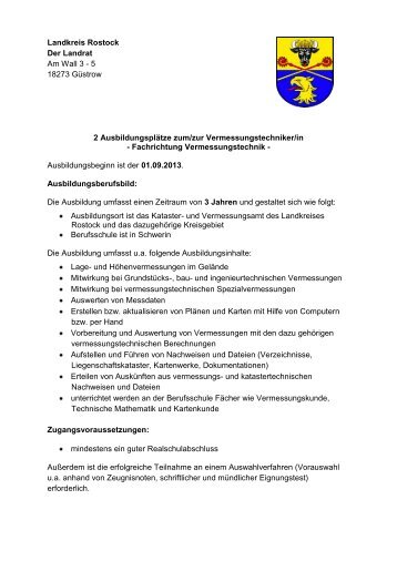 Vermessungstechnikerin/Vermessungstechniker - Landkreis Rostock