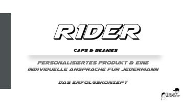 Katalog_R1DER Caps &amp; Beanies Konzept