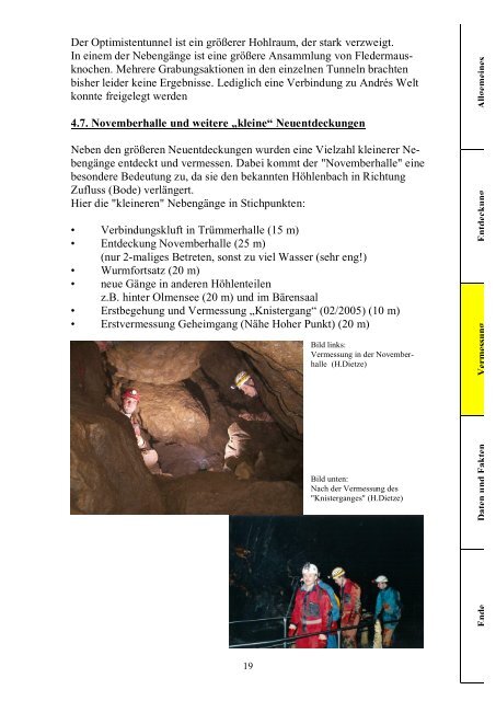 Neuvermessung des Höhlenbaches Nord der Hermannshöhle 1998