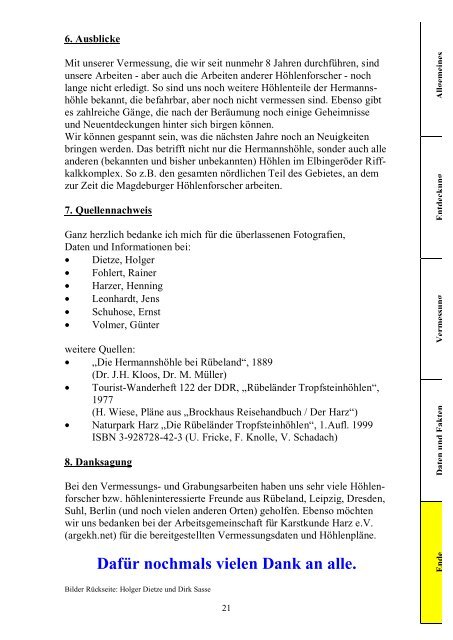 Neuvermessung des Höhlenbaches Nord der Hermannshöhle 1998