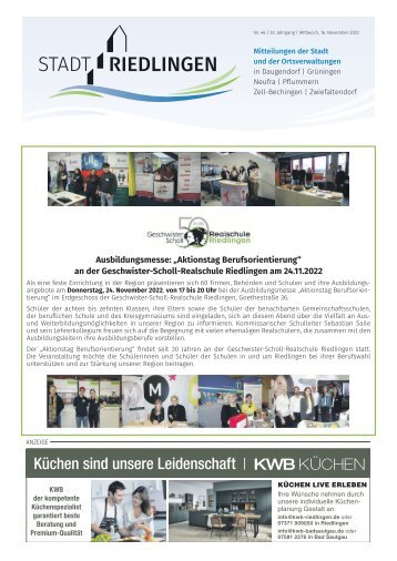 Amtliches Mitteilungsblatt Riedlingen 16.11.2022
