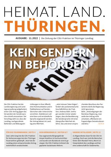 HEIMAT. LAND. THÜRINGEN. Ausgabe 11/22