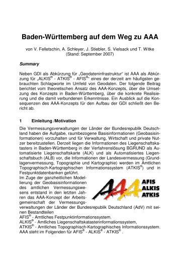 Baden-Württemberg auf dem Weg zu AAA (veröffentlicht