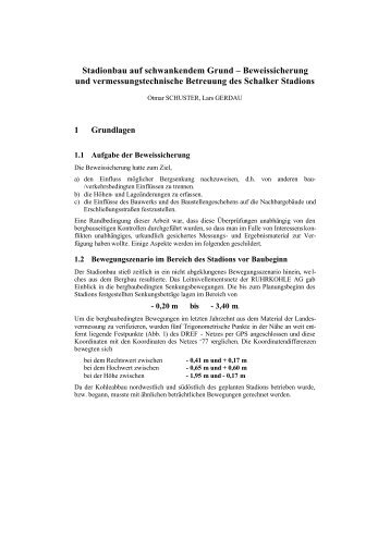 Stadionbau auf schwankendem Grund - Beweissicherung ... - MplusM