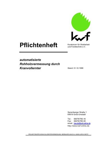 Pflichtenheft - Kwf