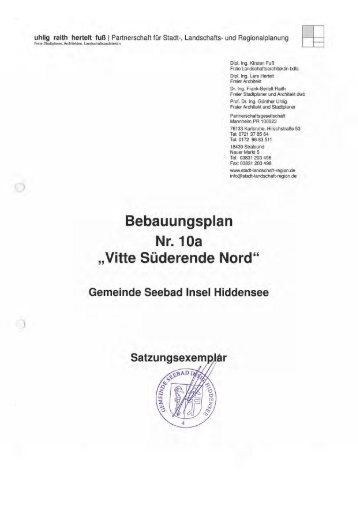 Bebauungsplan Nr. 10a „Vitte Süderende Nord" - Amt West Rügen