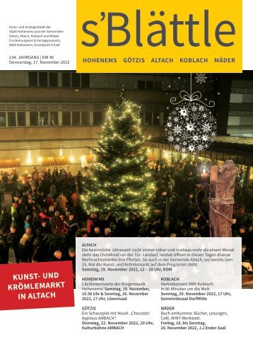 s'Blättle Nr. 46 - Do, 17. November 2022