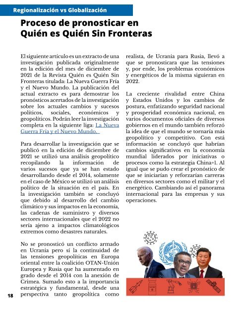 Regionalización contra Globalización-Quién es Quién Sin Fronteras 9a edición Noviembre 2022 - RQQsF