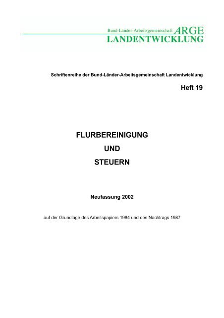 Heft 19 FLURBEREINIGUNG UND STEUERN