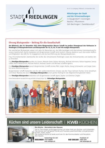Amtliches Mitteilungsblatt Riedlingen 23.11.2022