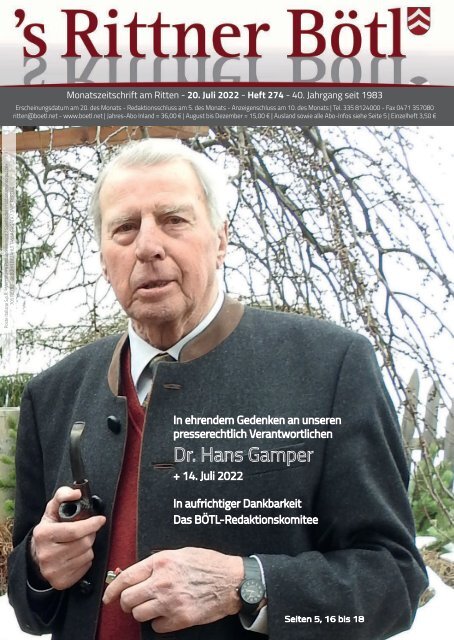 Rittner Bötl 274 Juli 2022