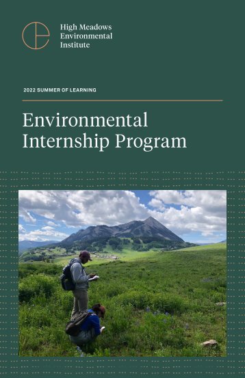 Environmental Internship Program - 2022 Booklet