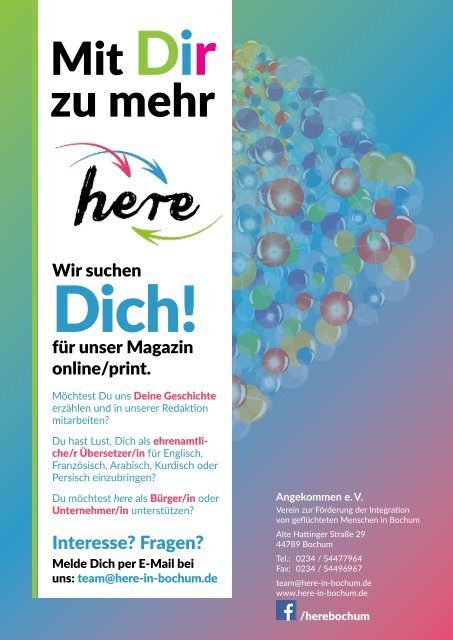 here – Das Magazin. Von Geflüchteten. Für Bochum – Ausgabe 3