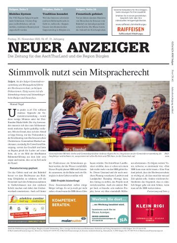 Neuer Anzeiger 25. November 2022