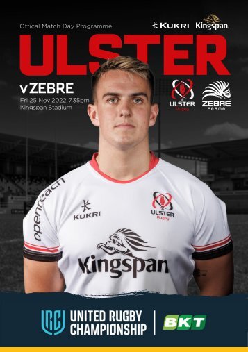 BKT-URC Ulster Rugby Match Day Programme v Zebre