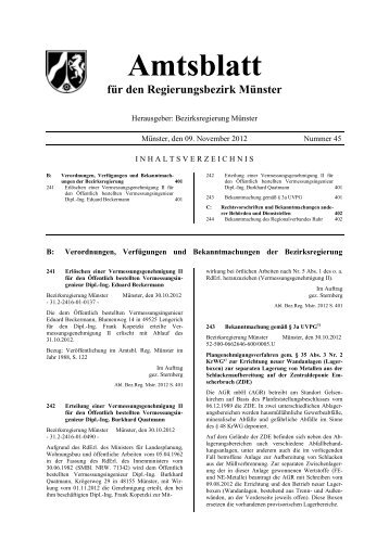 Amtsblatt für den Regierungsbezirk Münster - Bezirksregierung ...