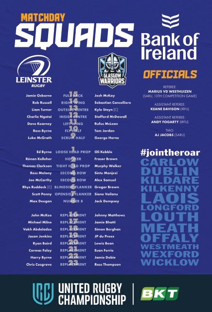 Leinster Rugby vs Glasgow Warriors