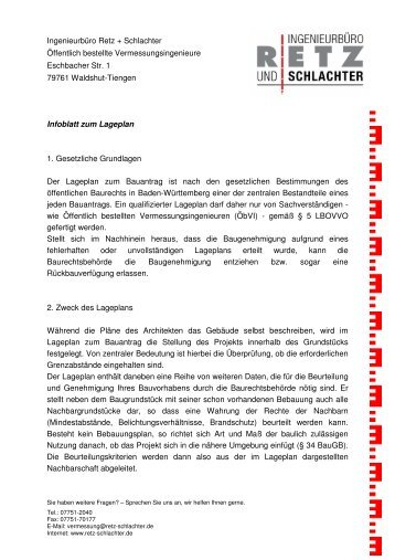 Infos zum amtlichen Lageplan - Ingenieurbüro Retz und Schlachter