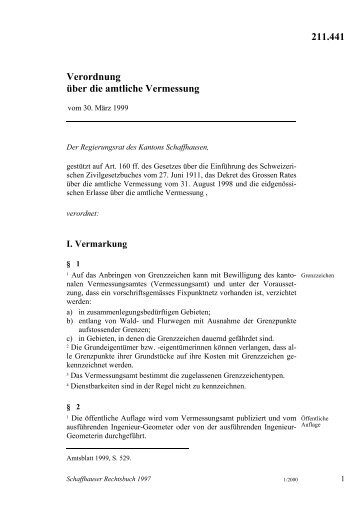 211.441 Verordnung über die amtliche Vermessung - Schaffhauser ...